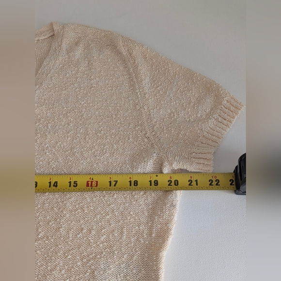 Vintage Carole Litty Boucle KNIT TOP Short Sleeve Yellow Cream Sz M 90s Feminine - Picture 12 of 12